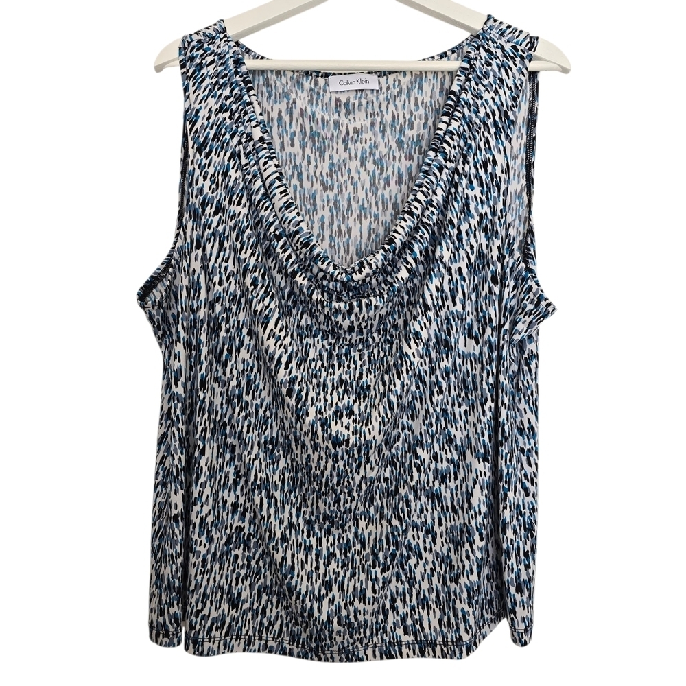Calvin Klein Women's Abstract Blue White Black Tank Top